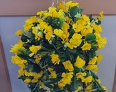 Artificial Flowers hanging basket. Garden trailing flowers and foliage in basket for outdoor or indoor use. Lots of colours