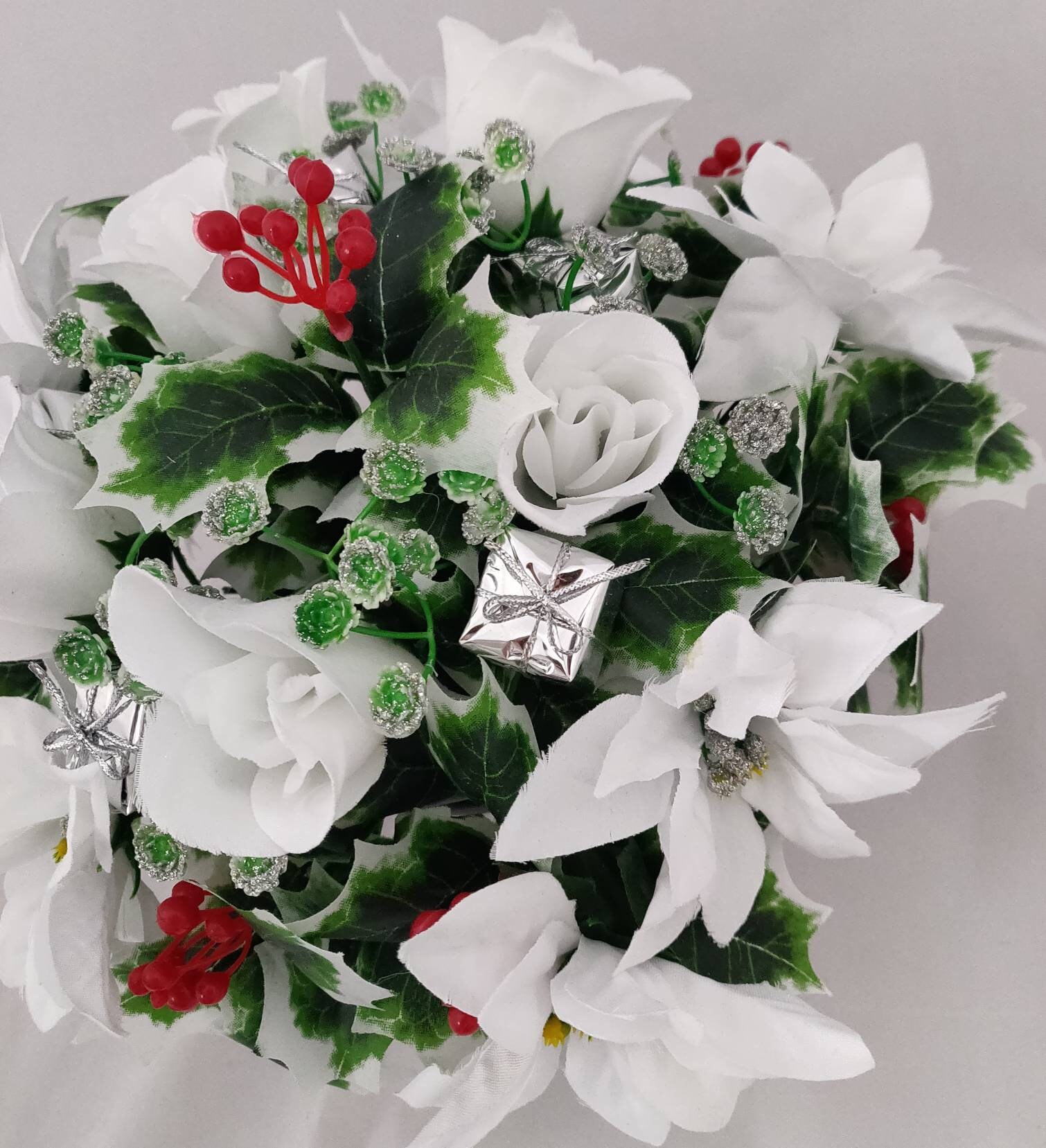 Christmas Grave pot with flowers. Artificial Flowers for grave Etsy