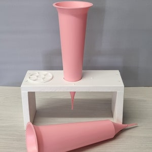 Baby pink flower vase pair with ground spike for cemetary grave garden crematorium Remembrance flower holder fresh or artificial.