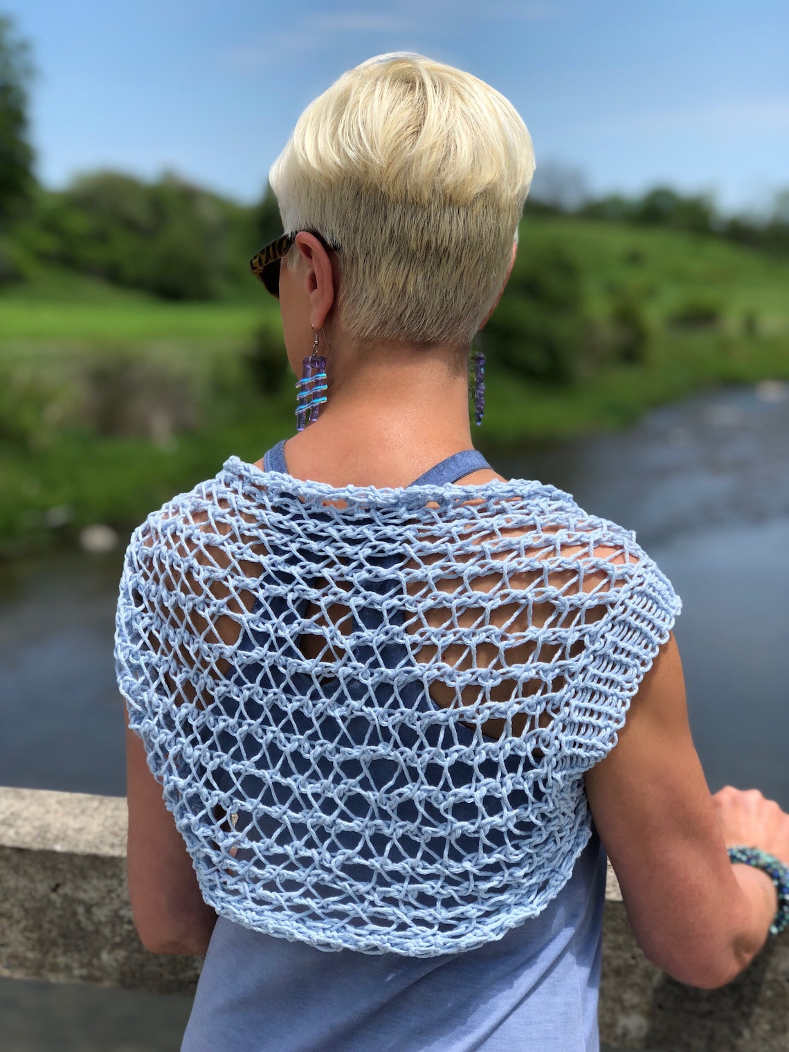 Crystal Blue Shrug cotton summer shrug icy blue shrug Etsy