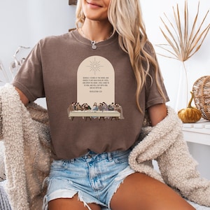 Comfort Colors 100% Cotton Christian T-Shirt : Unisex Crewneck Last Supper Tee with Rev. 3 20 Bible Verses  Print