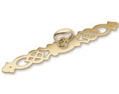 Solid Brass Polished Brass Finish Door Pull Knob Desk cupboard dresser hutch hardware Knob Pull Handle Backplate With Mock key K39 K1884