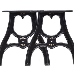 Set of (2) 16" cast aluminum cast iron table/bench legs bases durable powder coat finish Made In The USA Fast and Free shipping