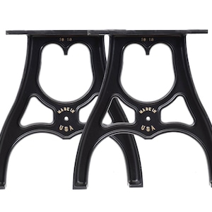 Set of (2) 16&quot; cast aluminum cast iron table/bench legs bases durable powder coat finish Made In The USA Fast and Free shipping