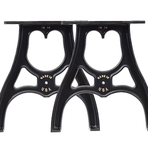 Set of (2) 16" cast aluminum cast iron table/bench legs bases durable powder coat finish Made In The USA Fast and Free shipping