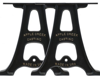 Set of (2) 16" cast aluminum cast iron table/bench legs bases durable powder coat finish Made In The USA Fast and Free shipping