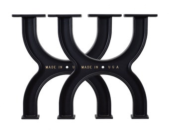 Set of (2) Cast aluminum Dining table legs Like Cast Iron Machine bases durable powder coat finish Made In USA Fast And Free ship..