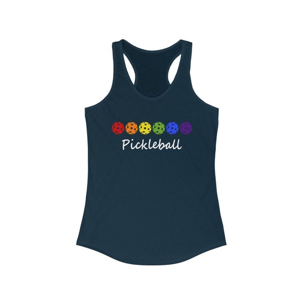 Rainbow Pickleball Tank Top, Rainbow Pickleball Shirt, Pickleball Women's Ideal Racerback Tank