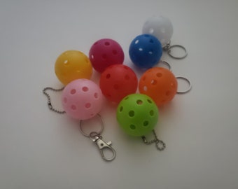 Set of 5 Pickleball key chains, Mini Bag Tags Pulls, Mini Fun Pickleballs pickleball bag tag, pickleball gift stocking stuffer