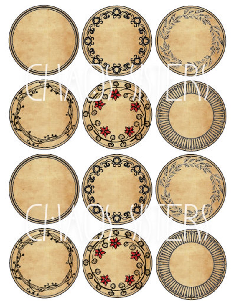 6 round blank apothecary labels printable vintage label set etsy