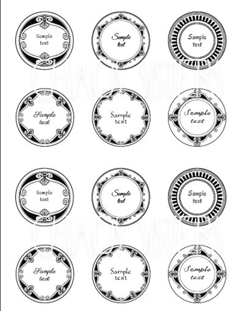 6 round blank vintage labels printable apothecary label