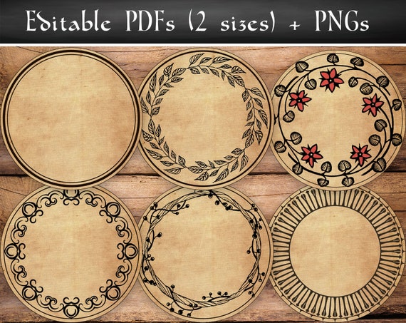 Download 6 Round Blank Apothecary Labels Printable Vintage Label Set Etsy