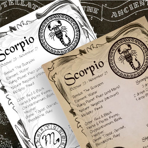 Scorpio Zodiac Sign Book of Shadow Printable PDF Page Wicca - Etsy