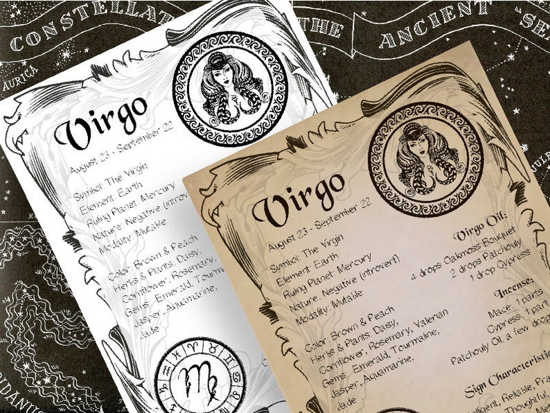 Virgo Zodiac Sign Book Of Shadow Printable Pdf Page Wicca Etsy - virgo zodiac sign book of shadow printable pdf page wicca image 0