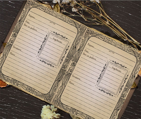 printable book of shadows spell template page digital etsy