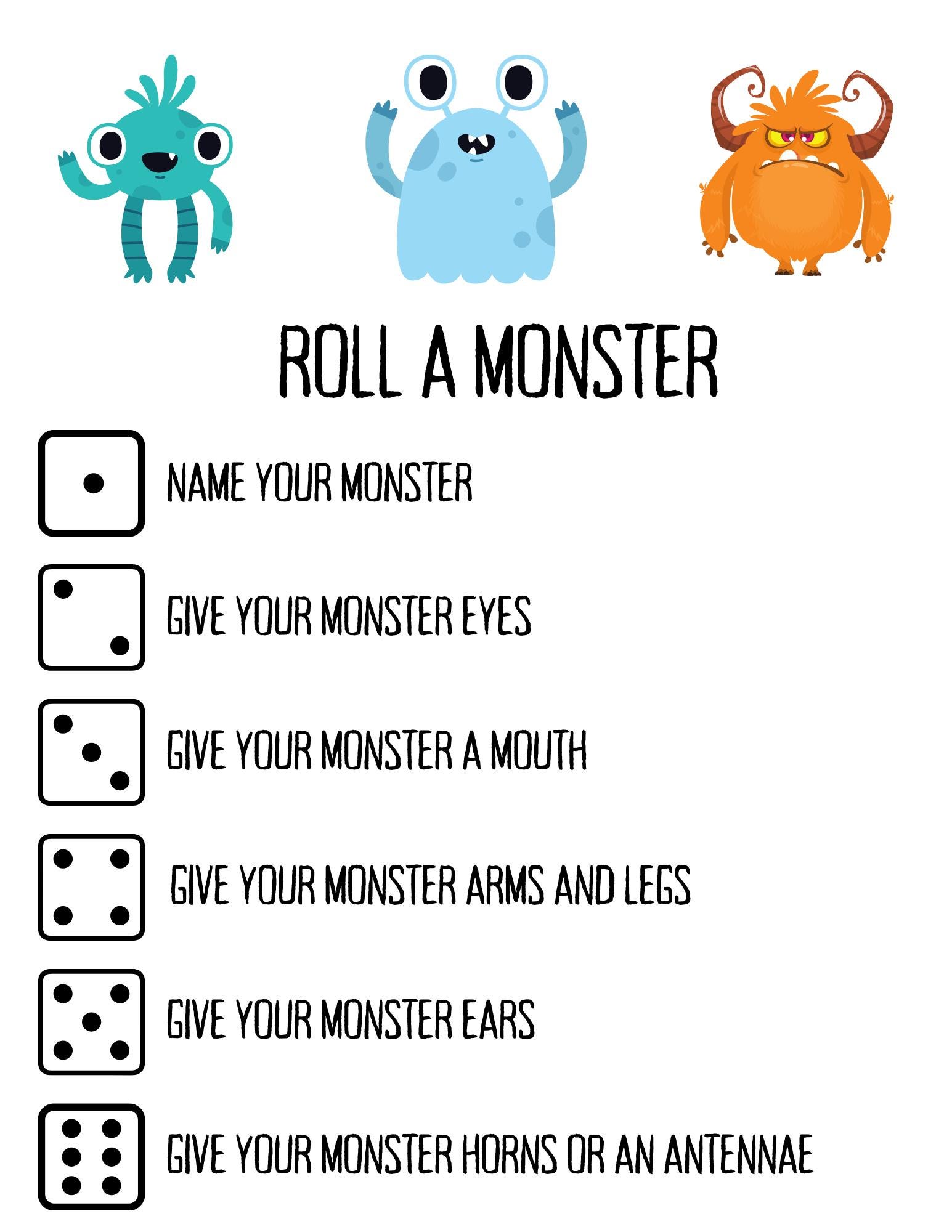 Halloween Game I Halloween Party Game for Kids I School Halloween Game I Roll A Monster Game