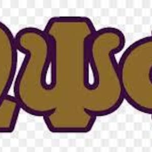 May include: A brown and purple Greek letter fraternity logo with the letters "ΩΨΦ" in a stylized font.