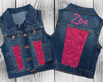 Vintage western salmon pink denim vestStuddedMedium