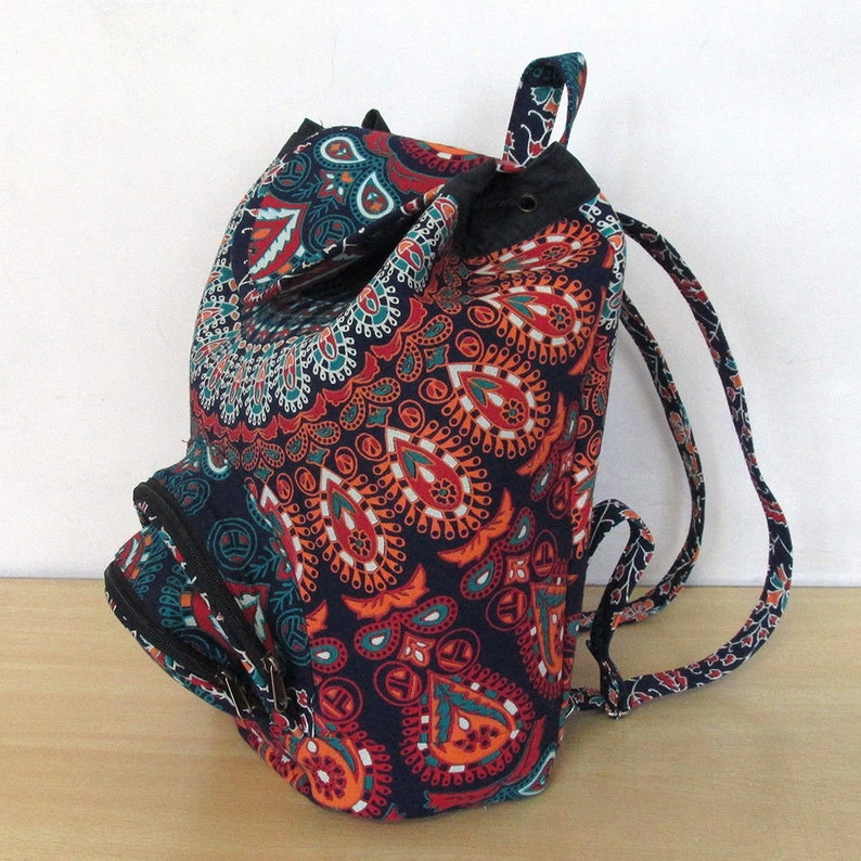 Backpack Indian Cotton Mandala Unisex Multipurpose Bags With Adjustable Strap