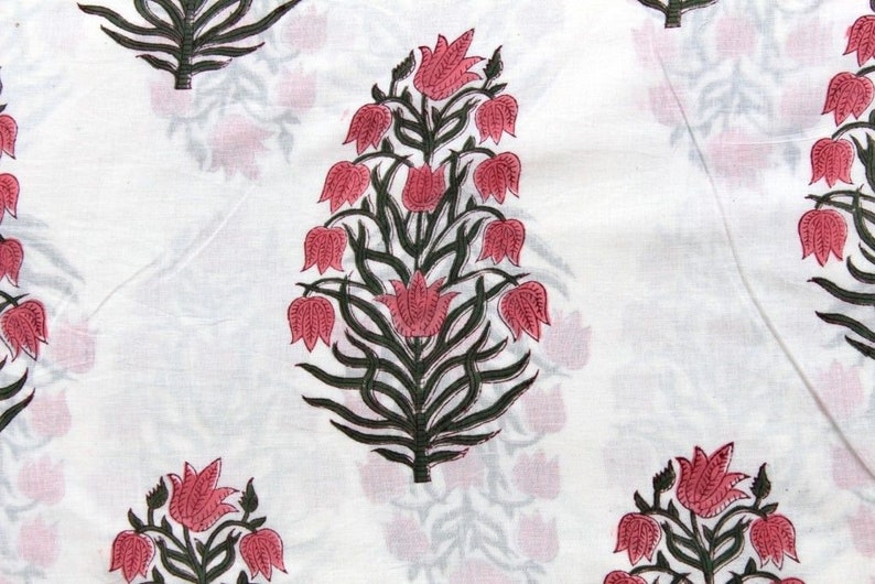 5 to 50 Yard Indigo Rd /& Black Indian Hand Block Print Cotton Fabric Running Fabric Throw