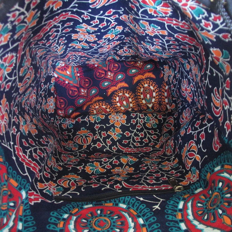 Backpack Indian Cotton Mandala Unisex Multipurpose Bags With Adjustable Strap
