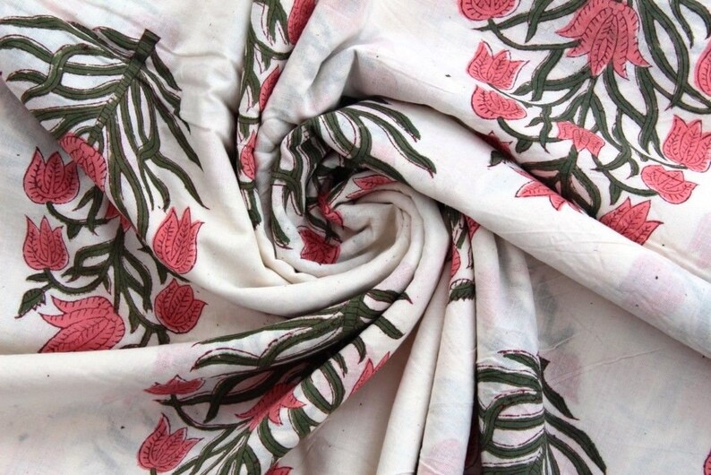 5 to 50 Yard Indigo Rd /& Black Indian Hand Block Print Cotton Fabric Running Fabric Throw