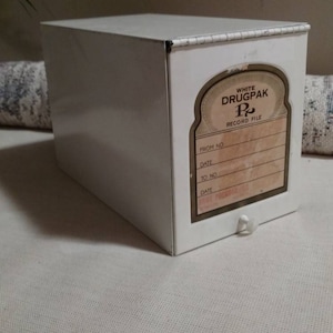 Vintage Pharmacy Prescription Box | White | Metal Box| Home Decor| 1940&#39;s, 1950&#39;s, Pharmacy School| Graduation Gift|Rx Box| Old Pharmacy Box