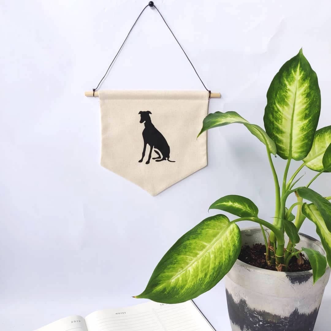 Sight Hound Wall Hanging // Fabric Banner // Whippet Banner // Etsy