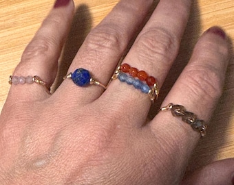 14k Gold Filled Gemstone Stacking Ring: Dainty Birthstone Jewelry