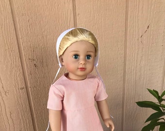 Amish Doll Dress For 18 Inch Doll Historical Outfit American Girl Dolls Pink Or Blue Pinstripe