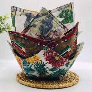 Set of 4 Holiday Microwave Soup Bowl Cozies, Reversible, Classic Collection