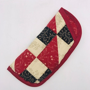 Handmade Sunglasses Eyeglasses Case Soft Fabric Red Gold Black Padded 8" x 3.5"