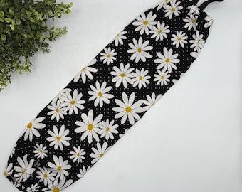 Grocery Bag Holder: Plastic Bag Organizer, Black and White Floral