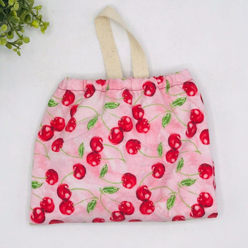 Grocery Bag Holder: Plastic Bag Organizer, Choose Prints, Holds 25+ Bags Cherries