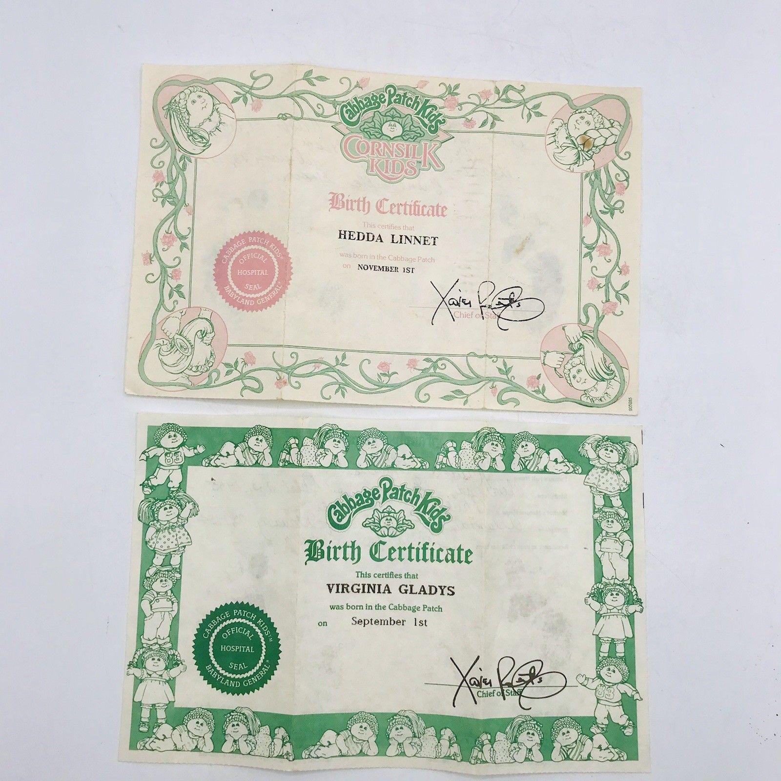 Cabbage patch birth certificate - Etsy 日本