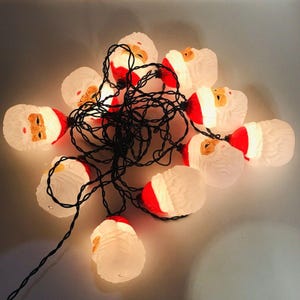 Vintage Santa Clause Christmas Tree Lights String Eclectic 10 Lights 15 Ft 1996