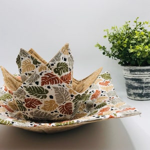 Microwave Bowl Cozies, Choose Soup Bowl, Dinner Plate, or Pint Size, Reversible Monstera Plant Print