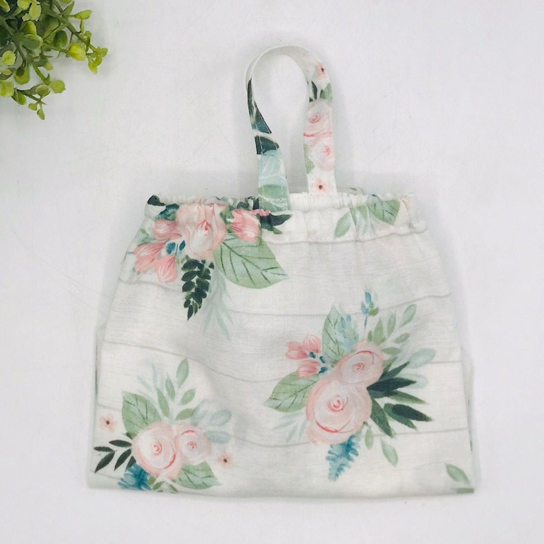 Grocery Bag Holder: Plastic Bag Organizer, Choose Prints, Holds 25+ Bags Cottage Pink Roses