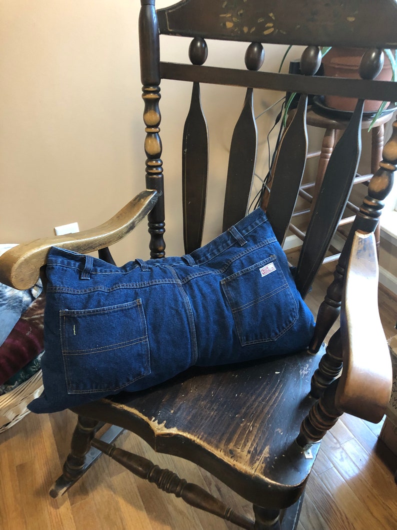Large Blue Jean Pillow Etsy