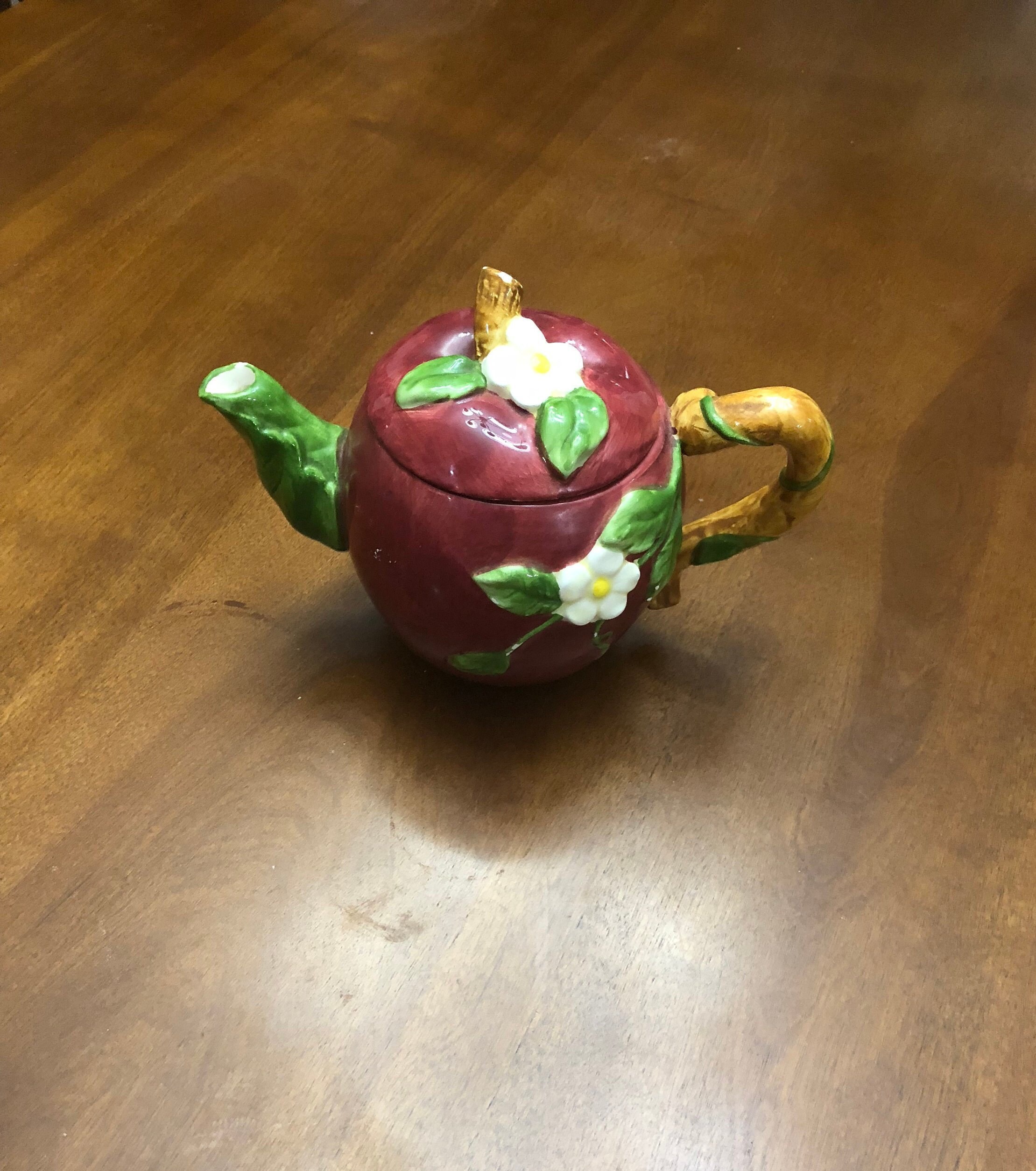 Tea Pot Apple With Apple Blossoms Ceramic Apple Teapot Etsy UK