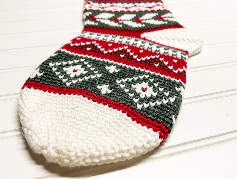 Holly Jolly Heirloom Stocking Crochet Pattern Only Crochet Christmas Stocking image 4