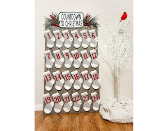 Calendario de Adviento de medias navideñas - Solo patrón de ganchillo -Mini medias navideñas- Adorno navideño - Guirnalda navideña