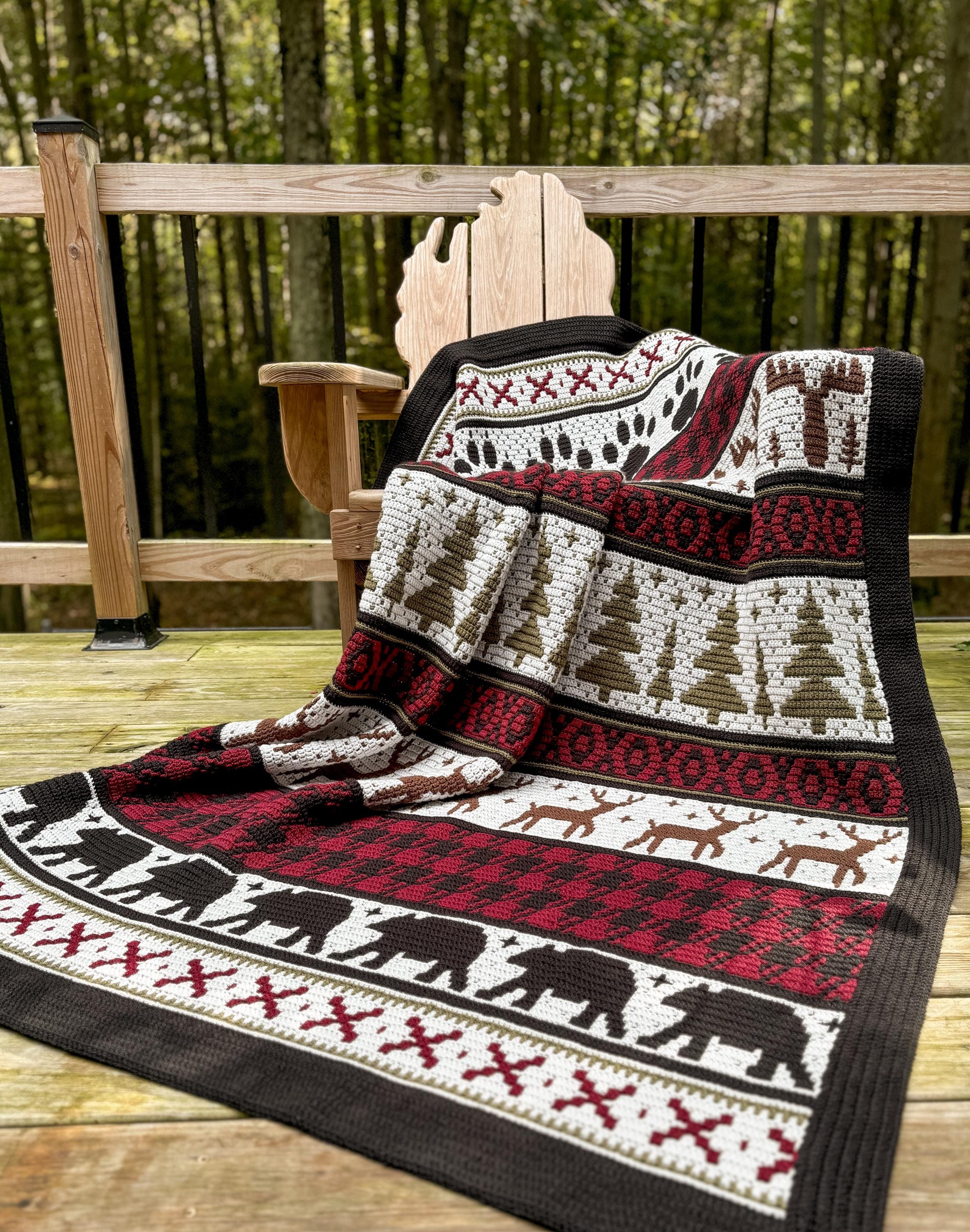 North Woods Mosaic Crochet Pattern Only - Crochet Blanket Afghan