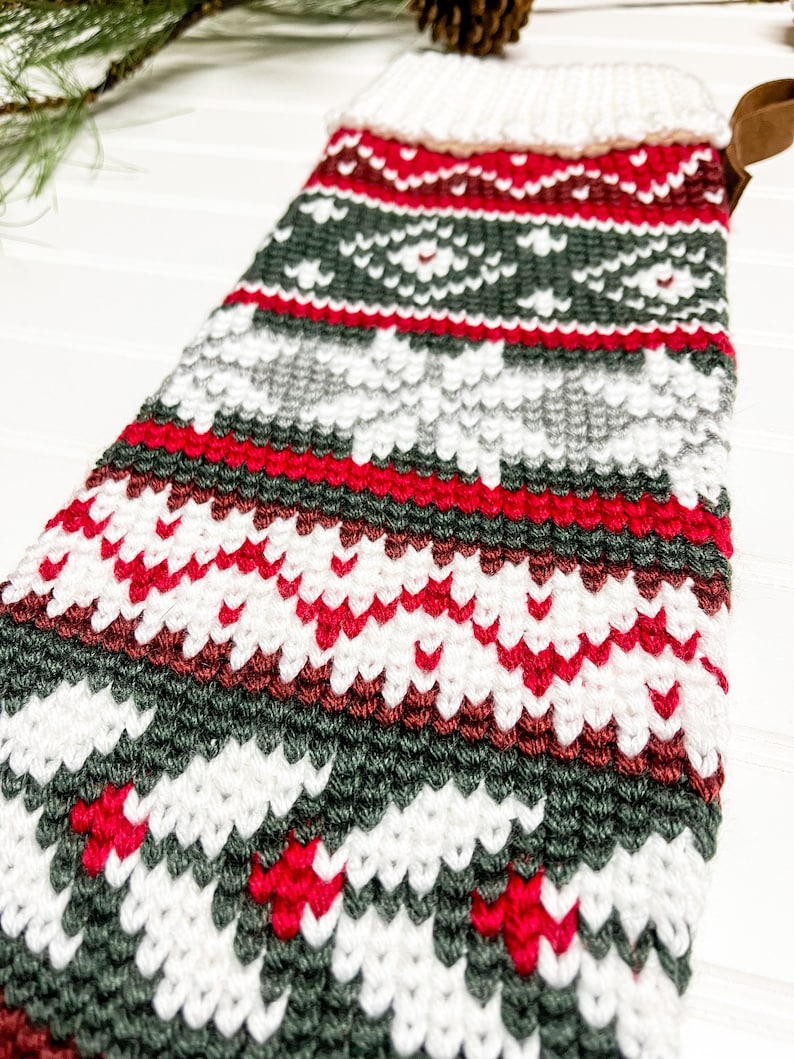 Holly Jolly Heirloom Stocking Crochet Pattern Only Crochet Christmas Stocking image 3