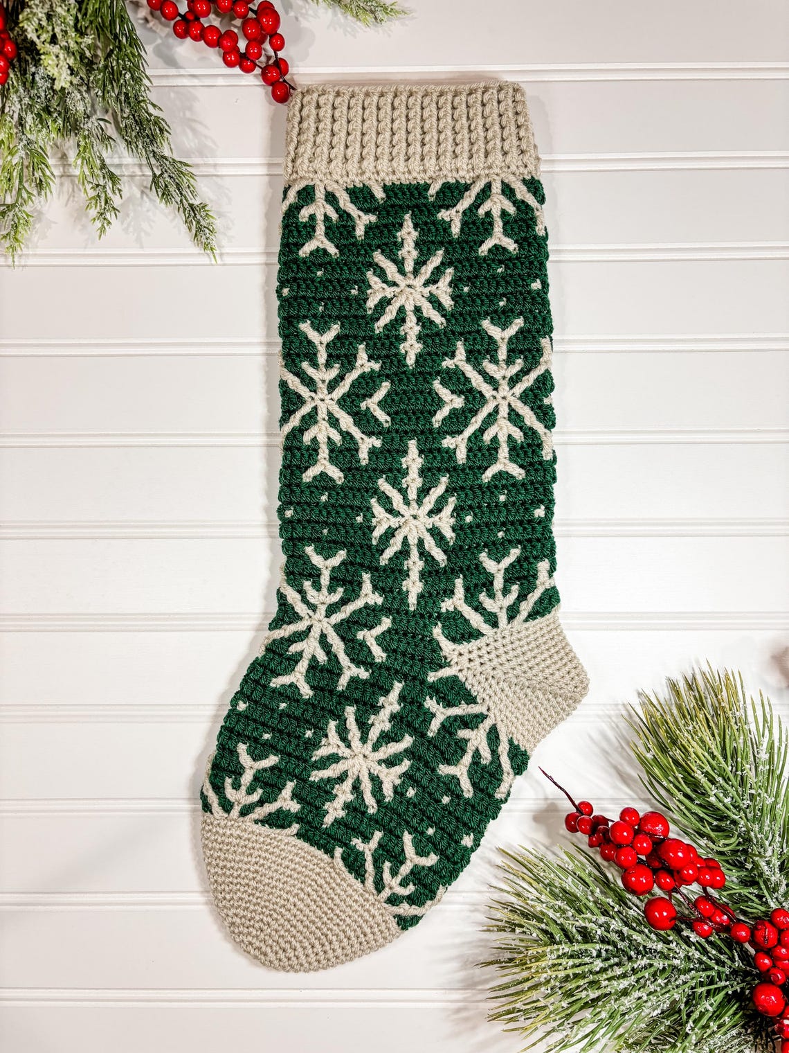 Snowflake Mosaic Stocking Crochet Pattern Only! Crochet Christmas ...