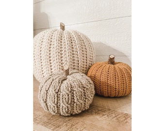 Autumn Pumpkin Duo - Crochet Pattern - Ribbed Pumpkin & Cabled Pumpkin Both Included! Pumpkin Crochet Patterns Only - Not A Finished Product