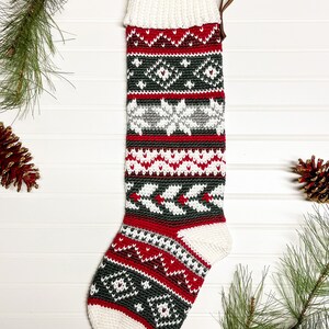 Holly Jolly Heirloom Stocking Crochet Pattern Only Crochet Christmas Stocking image 2