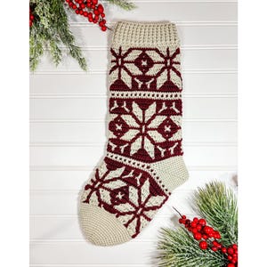 Nordic Star Mosaic Stocking Crochet Pattern Only! Crochet Christmas Stocking