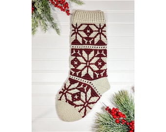 Patrón de crochet para medias de mosaico de estrellas nórdicas ¡Solo patrón de crochet para medias navideñas de crochet!
