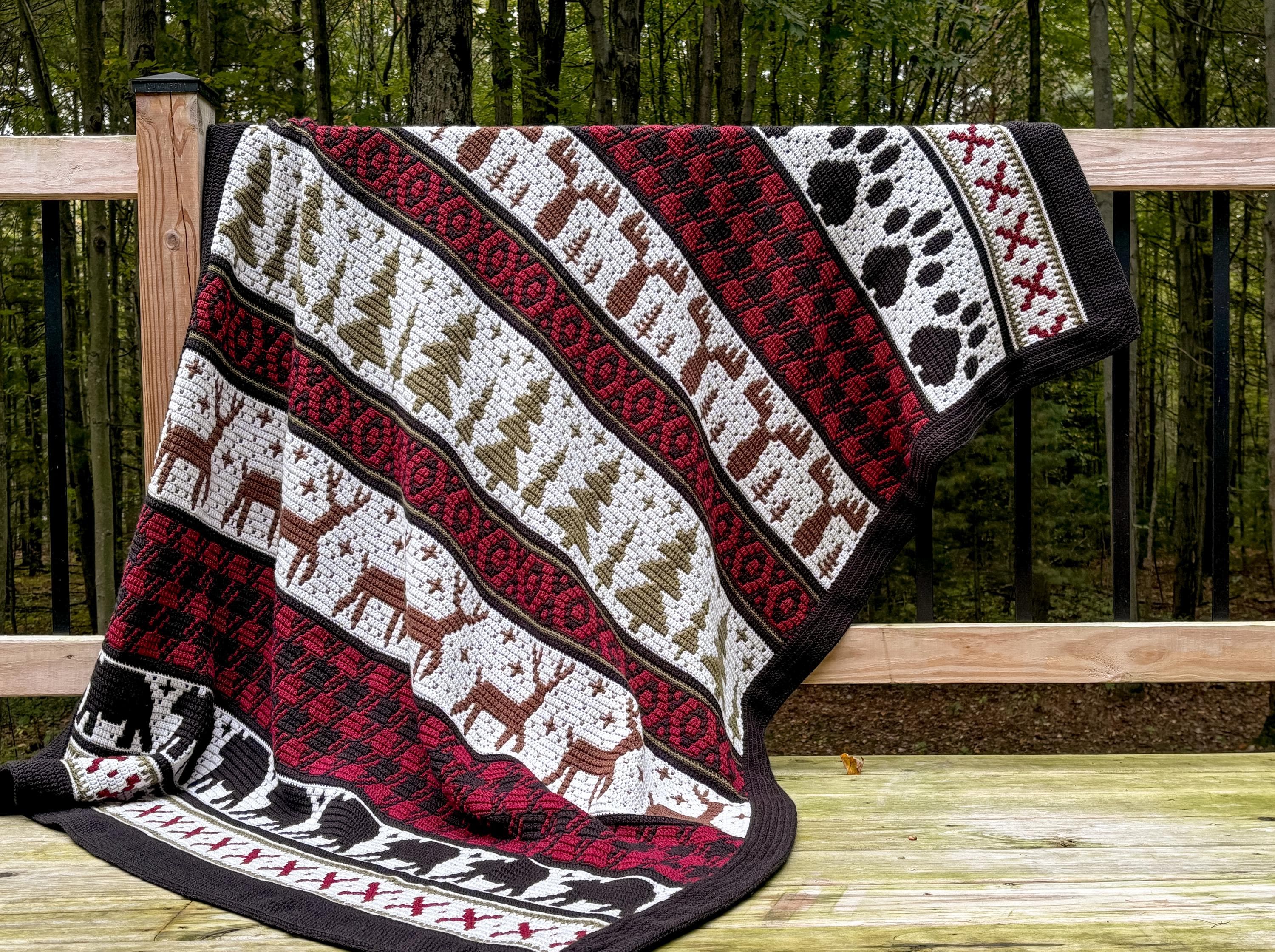North Woods Mosaic Crochet Pattern Only - Crochet Blanket Afghan